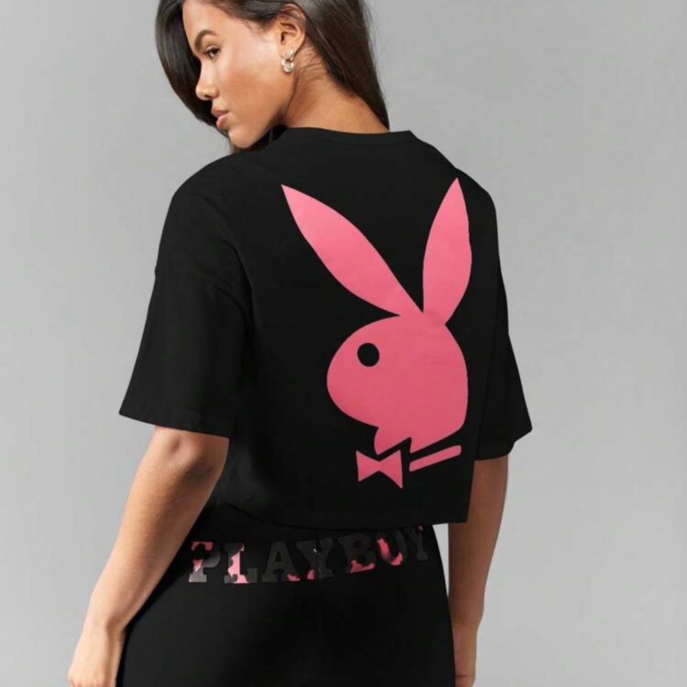 PLAYBOY Black Tee with Pink Logo